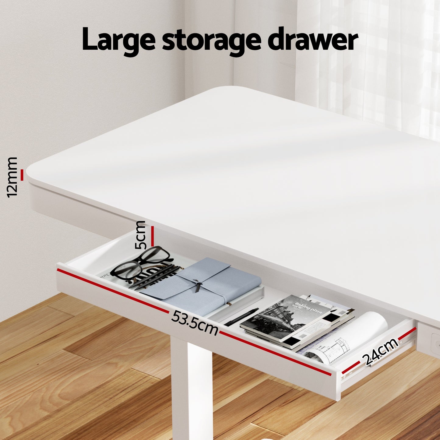 Artiss Standing Desk Motorised Electric Desks Drawer 120CM White