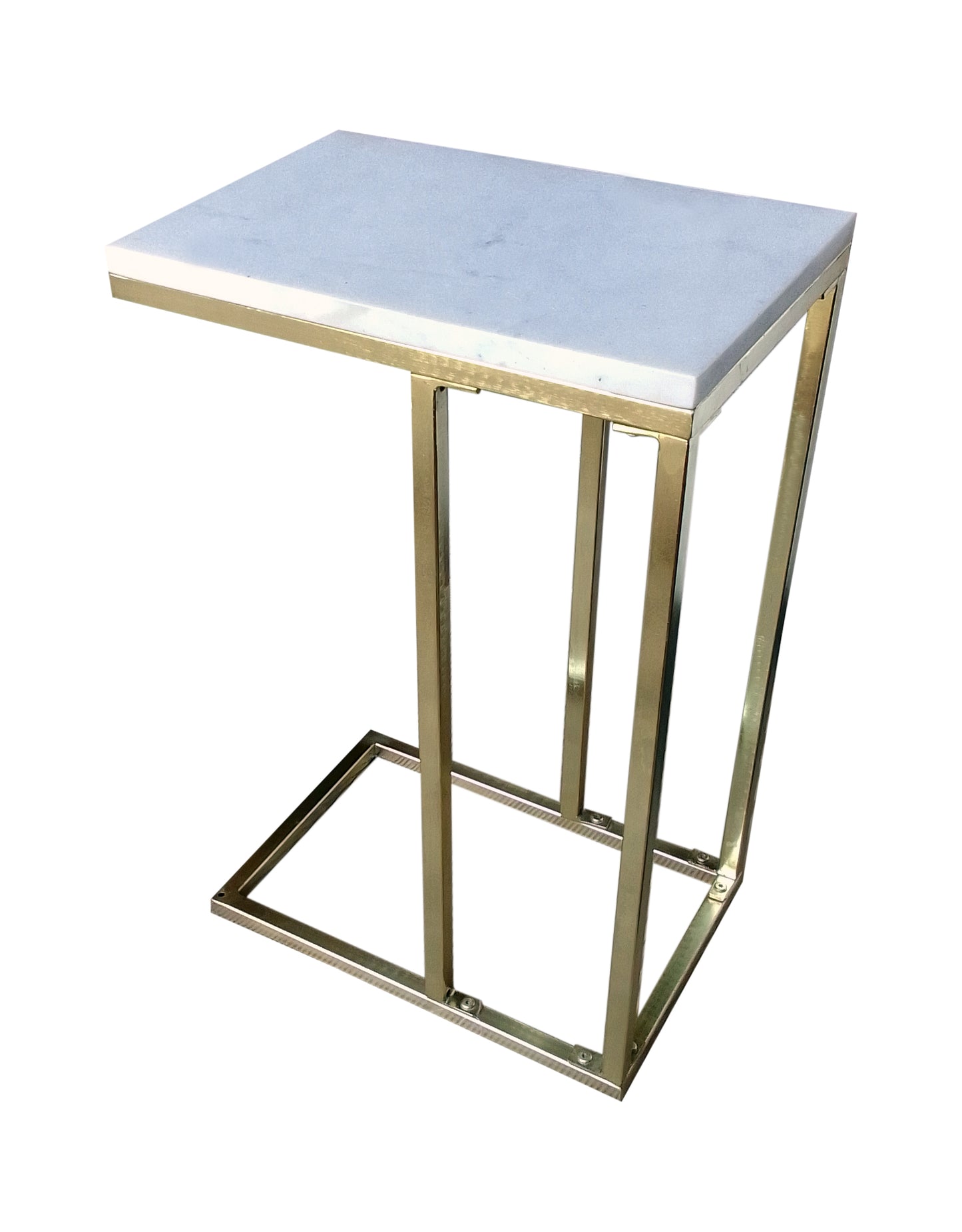 Bhumi C-Shaped Marble Top Gold Legs Side Table