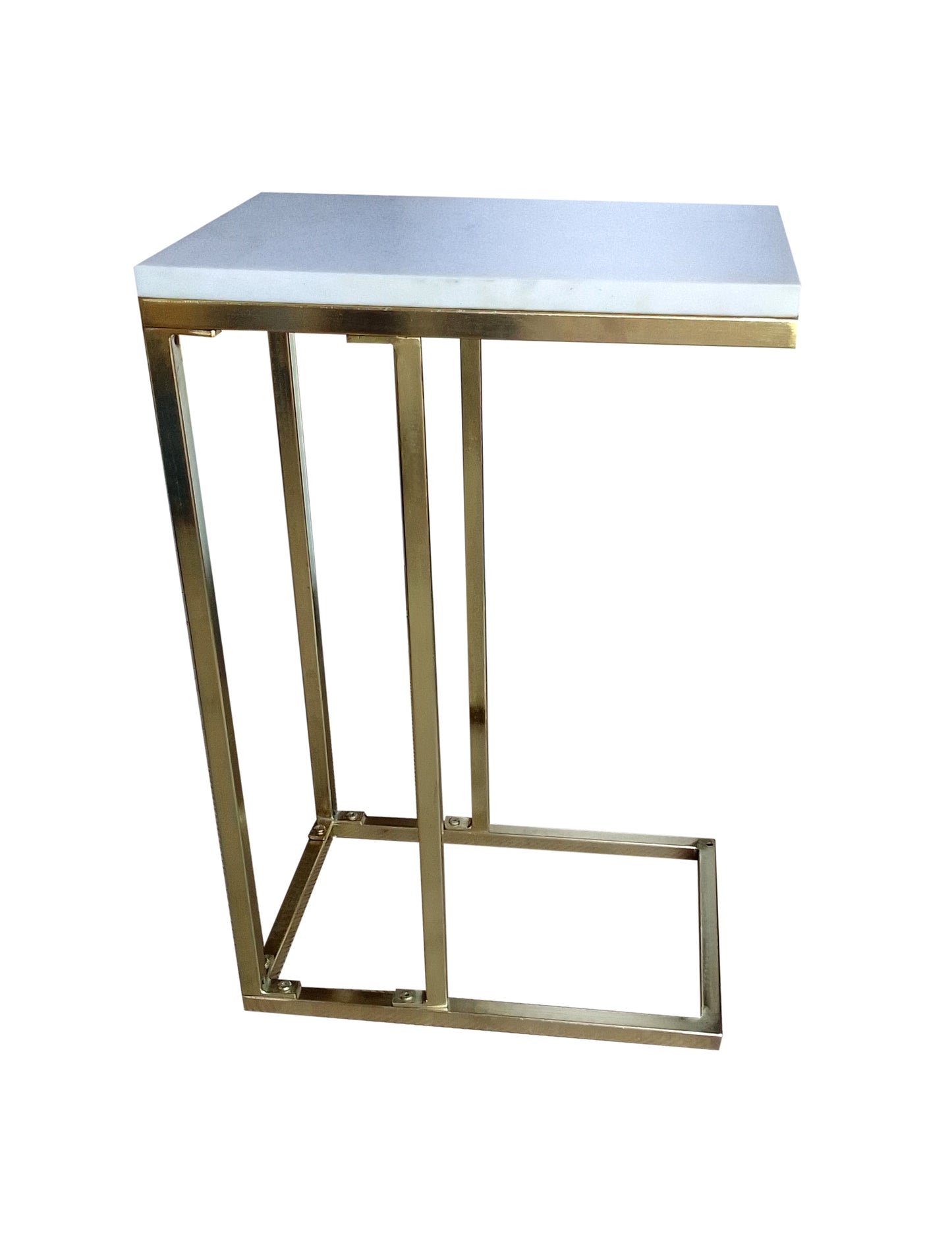 Bhumi C-Shaped Marble Top Gold Legs Side Table