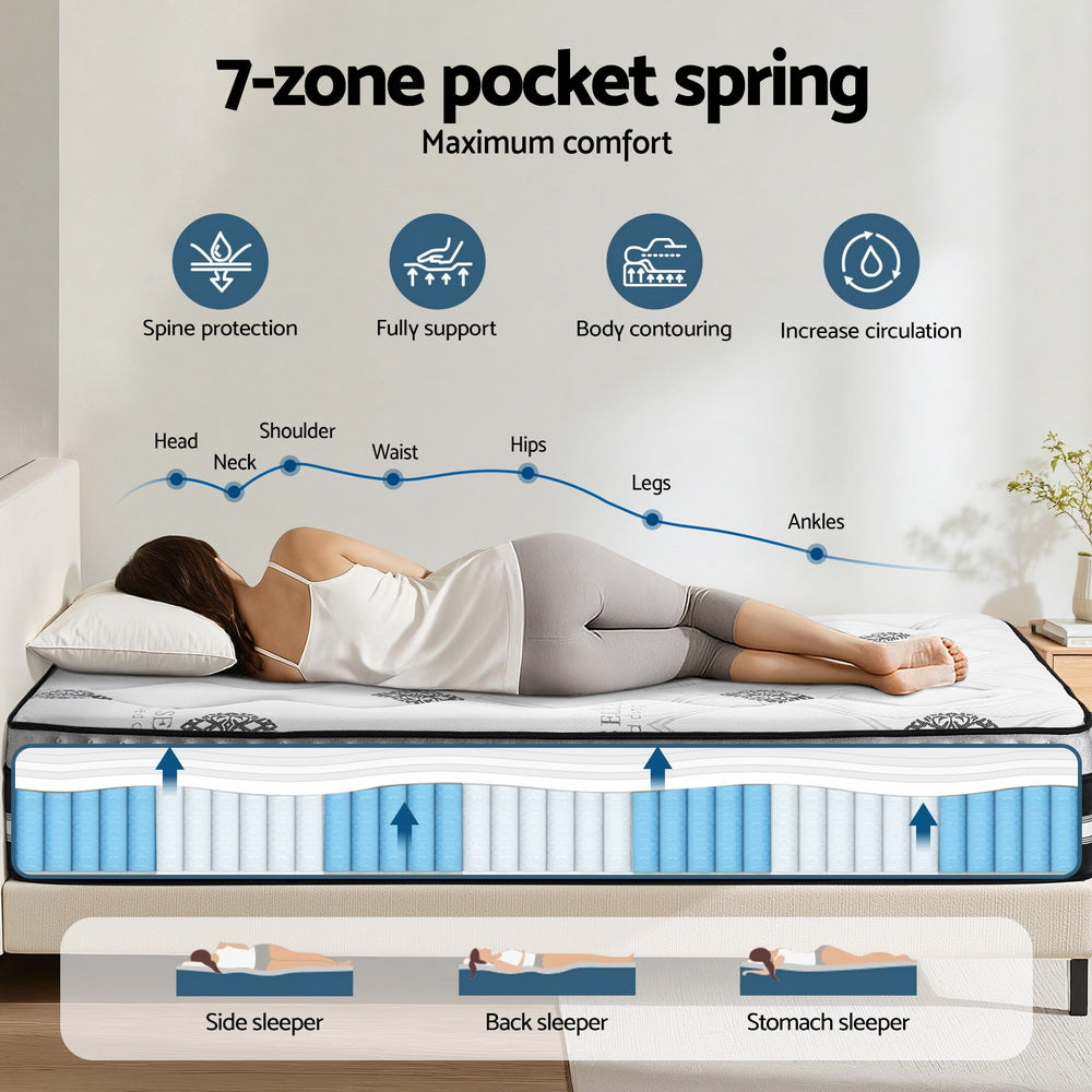 Giselle Bedding Double Mattress 35cm Bed in a Box Pocket Spring Gel Memory Foam