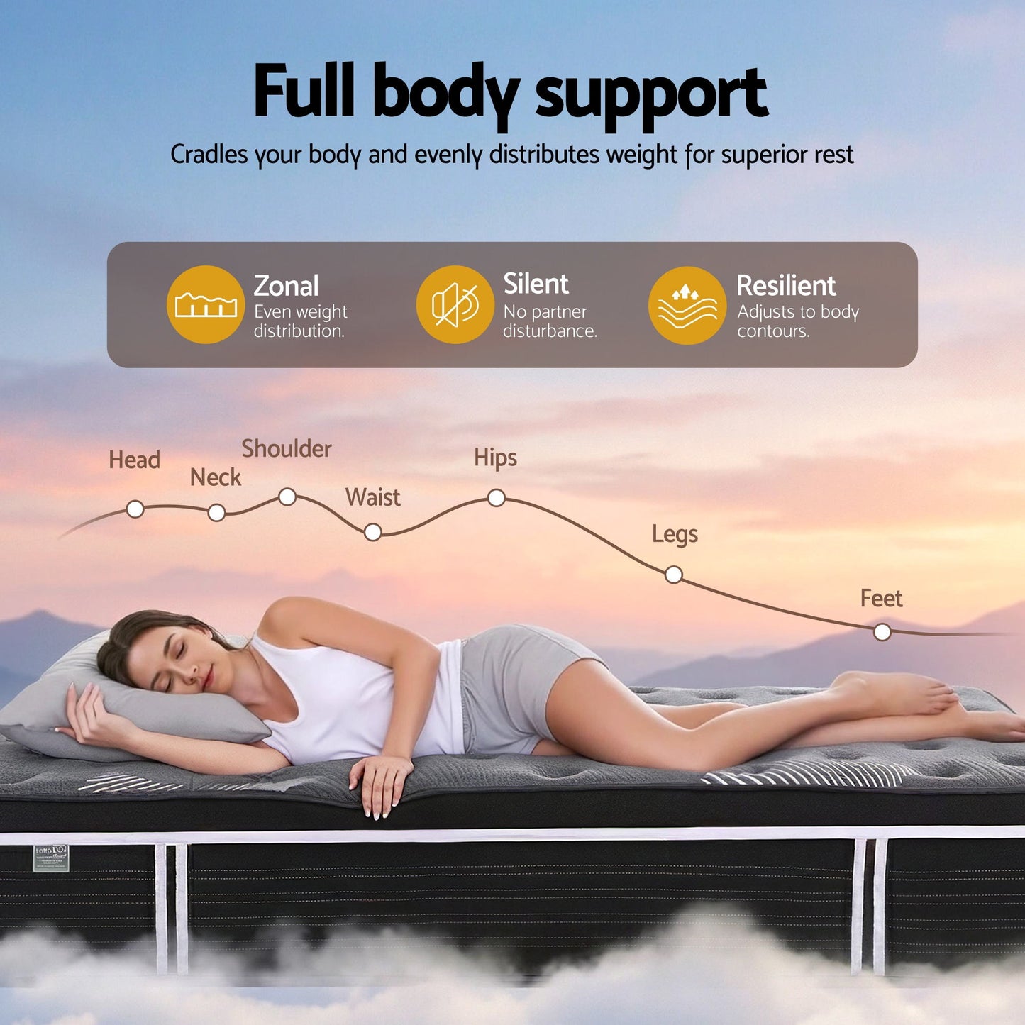 Giselle Bedding 35cm Mattress Graphene Memory Foam Medium Firm Euro Top Mattresses King