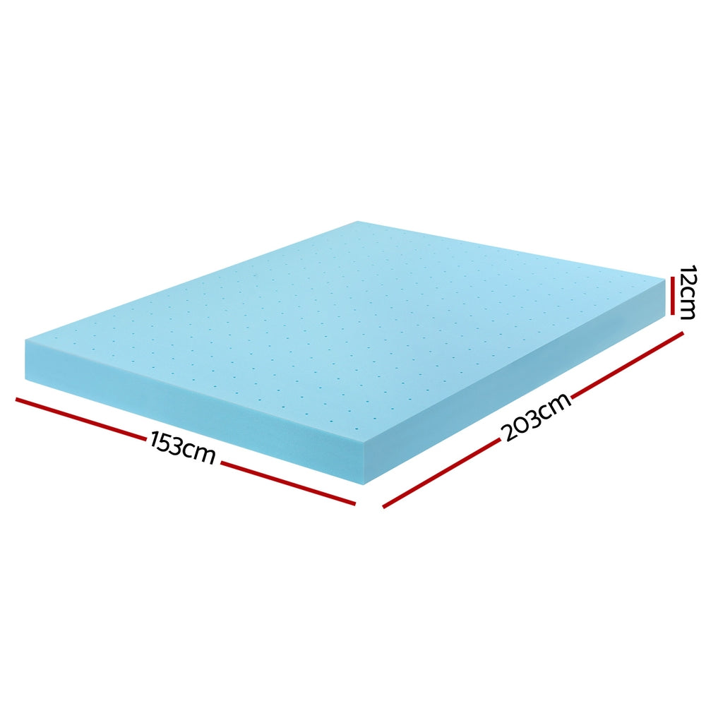 Giselle 12cm Memory Foam Mattress Topper Ventilated Cool Gel Bamboo Cover Queen