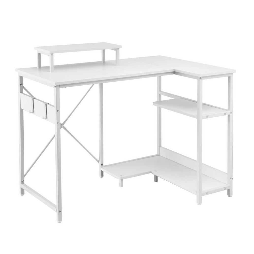 Artiss Computer Desk L-Shape Home Office Study Table Open Shelves White 100CM