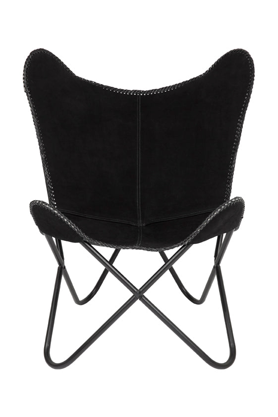 Adonis Suede Genuine Leather Black Butterfly Chair