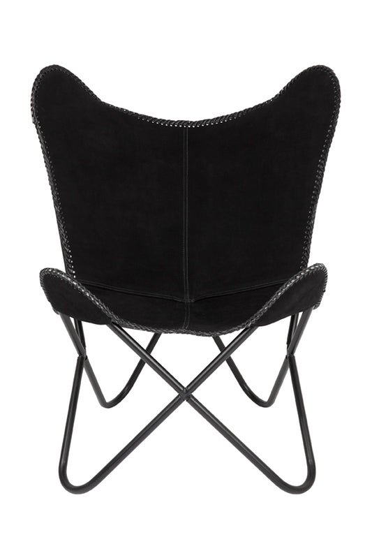 Adonis Suede Genuine Leather Black Butterfly Chair
