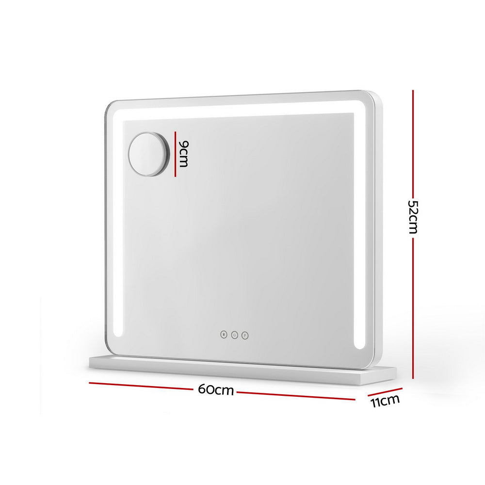 Embellir Makeup Mirror 60x50cm Hollywood Vanity with LED Light Tabletop White