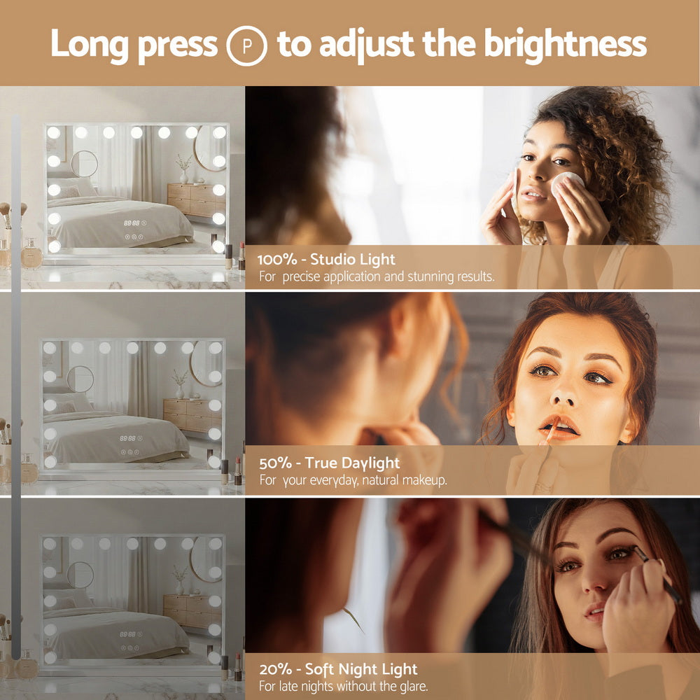 Embellir Makeup Mirror 58x45cm Hollywood Vanity with LED Light Tabletop White