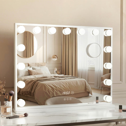 Embellir Makeup Mirror 58x45cm Hollywood Vanity with LED Light Tabletop White