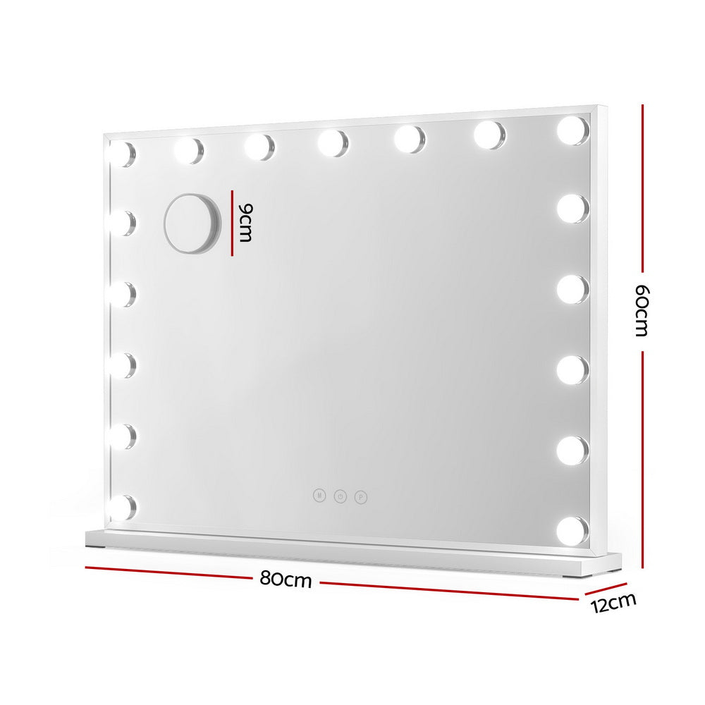 Embellir Makeup Mirror 80x58cm Hollywood Vanity with LED Light Tabletop Wall