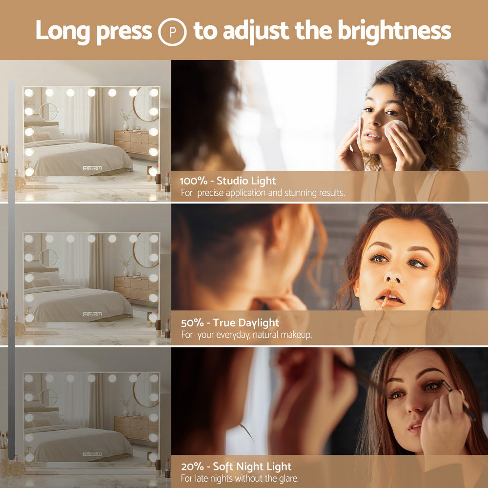 Embellir Bluetooth Makeup Mirror 80x58cm Hollywood Vanity with LED Light Wall