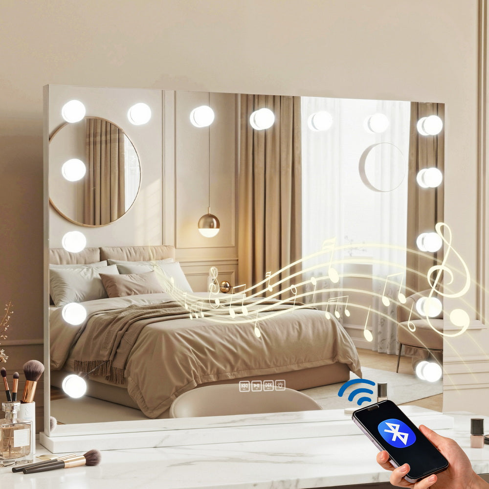 Embellir Bluetooth Makeup Mirror 80x58cm Hollywood Vanity with LED Light Wall