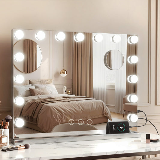 Embellir Makeup Mirror 58x46cm Hollywood Vanity with LED Light Tabletop Wall