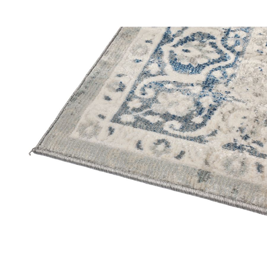 Mangan Navy and White Traditional Distressed Rug