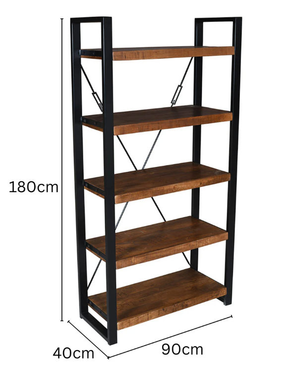 Nova Mango Wood 5 Tier Bookcase