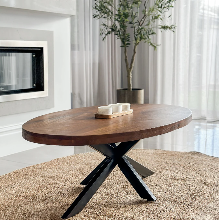 Nova Walnut Finish Wooden Oval Coffee Table