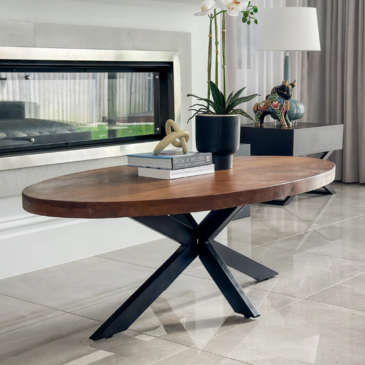 Nova Walnut Finish Wooden Oval Coffee Table