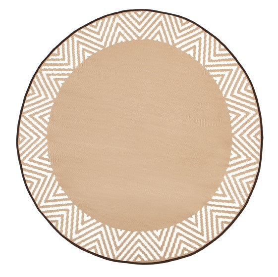 Olympia Beige and White Modern Large Round Outdoor Rug