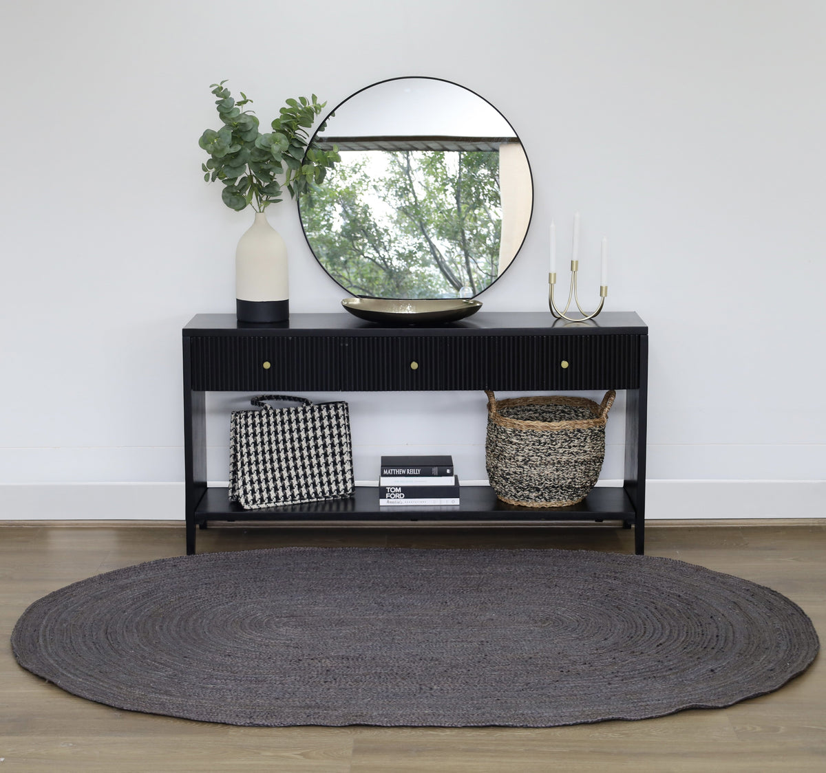 Phoenix Grey Oval Jute Rug