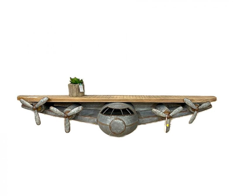 Metal Plane with Timber Top Wall Shelf