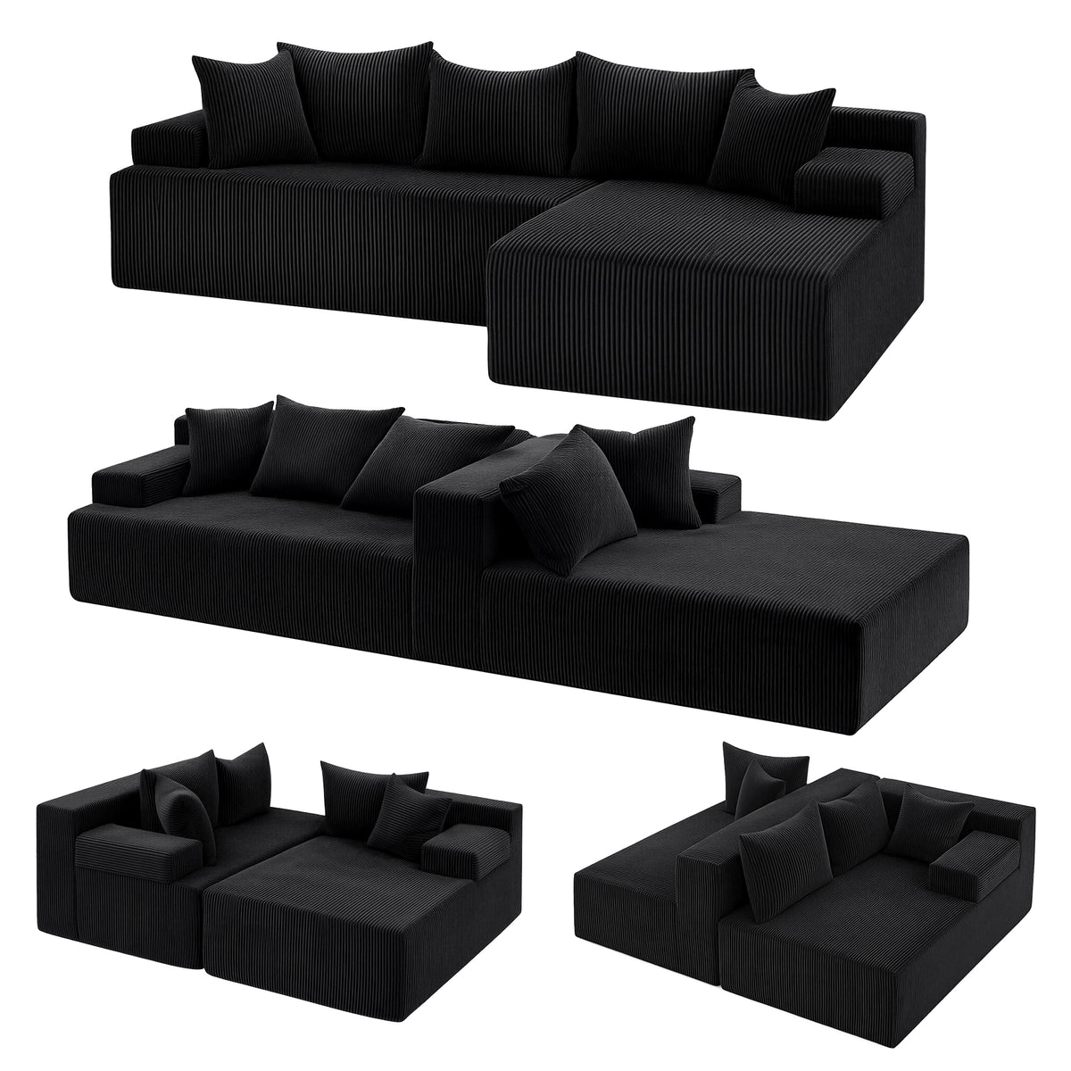 Artiss Modular Sectional Sofa Bed Convertible L-Shaped Couch with Deep Seat for Living Room