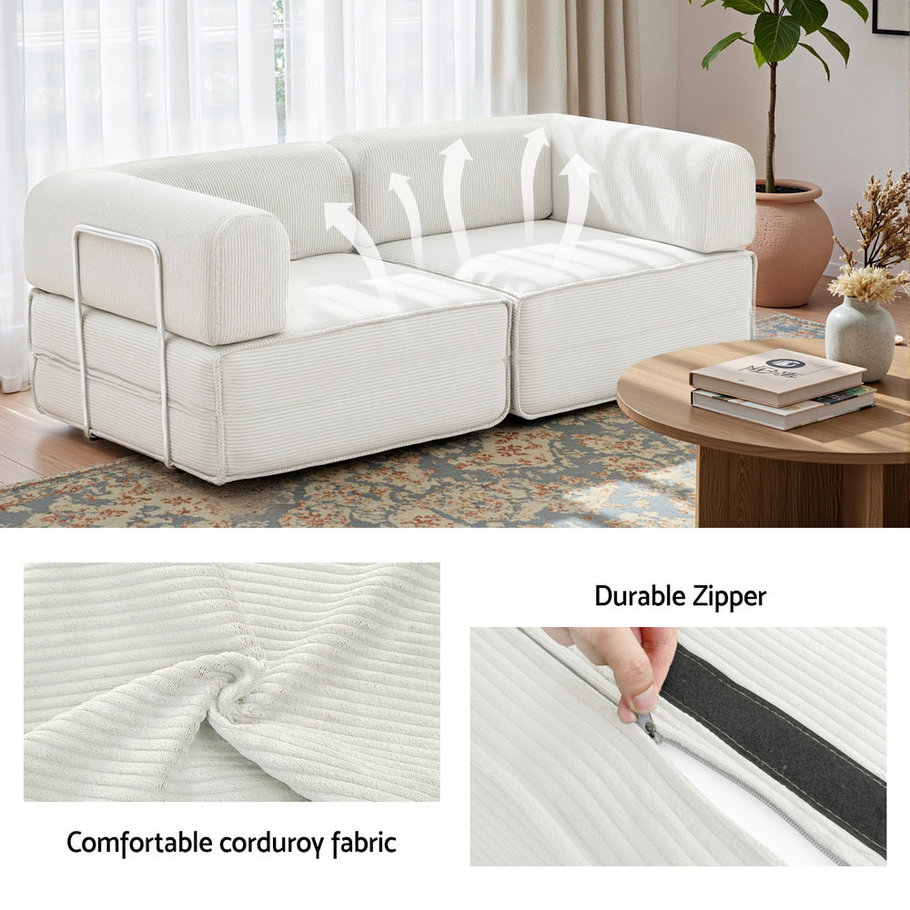 Artiss Convertible Folding Sofa Bed Beign