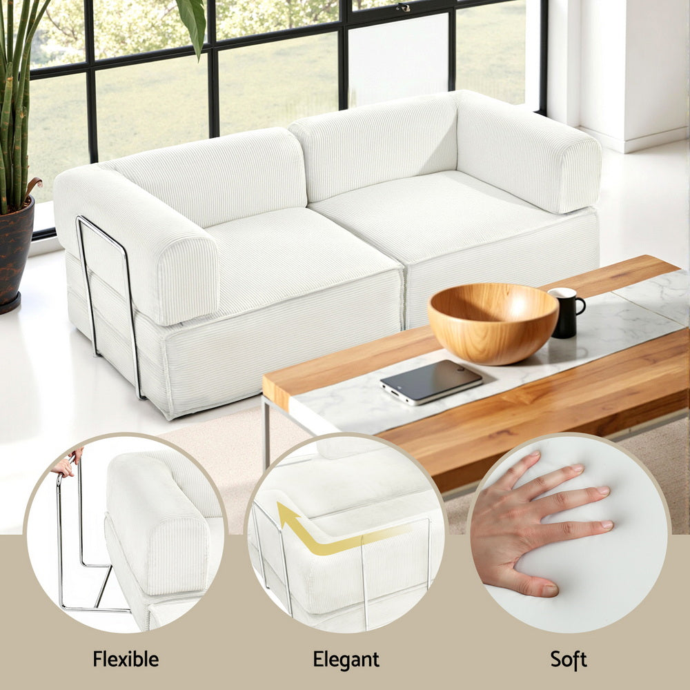 Artiss Convertible Folding Sofa Bed Beign