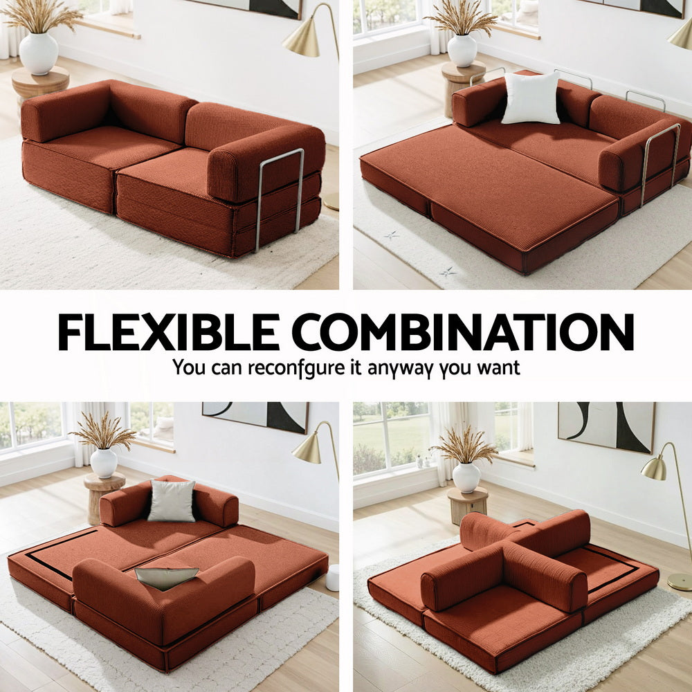 Artiss Convertible Folding Sofa Bed Orange