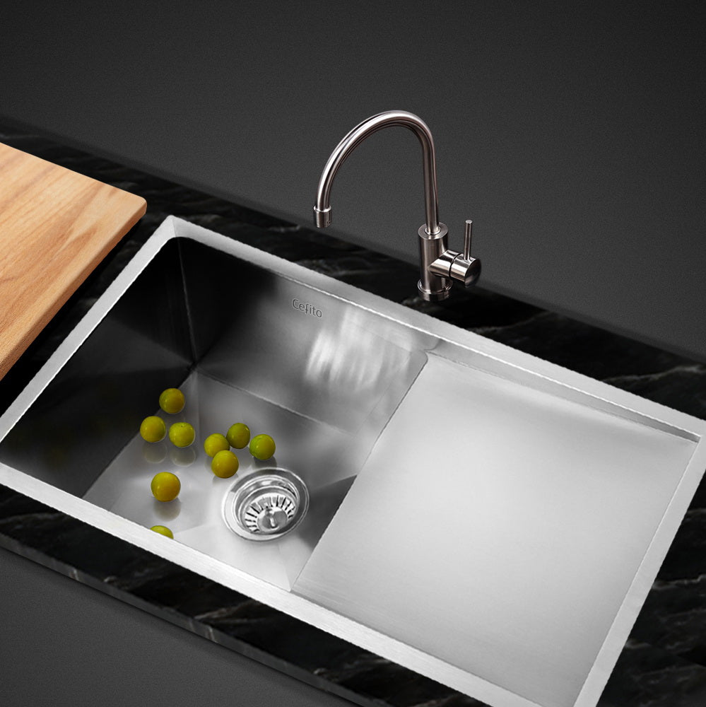 Cefito Kitchen Sink 87X45CM Stainless Steel Basin Single Bowl Silver