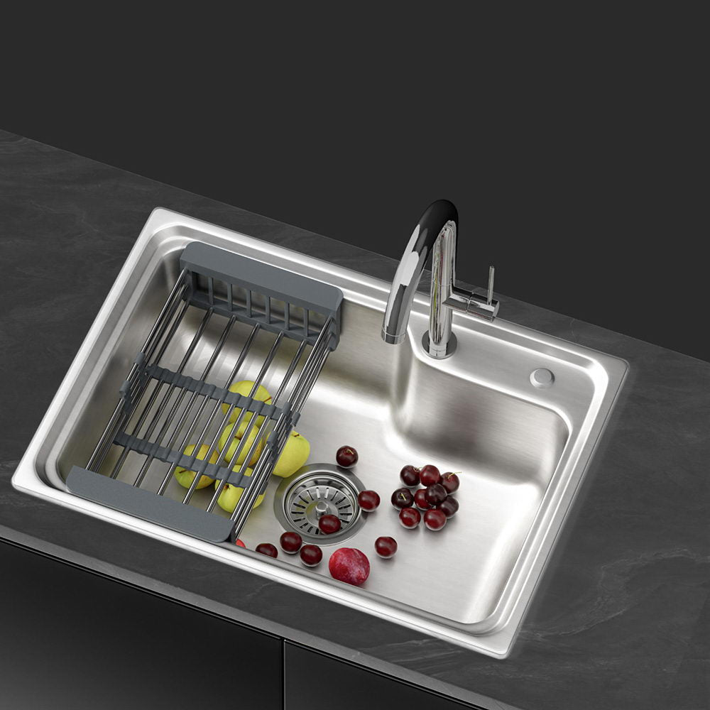 Cefito Kitchen Sink 61X43CM Stainless Steel Basin Single Bowl Silver Drain Basket