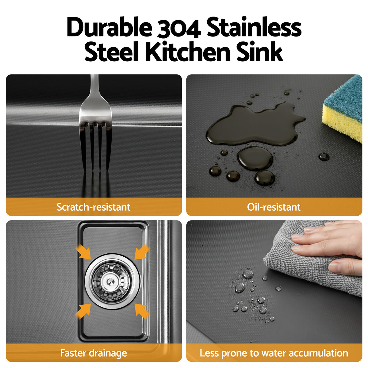 Cefito Kitchen Sink 304 Stainless Steel Bar Sink Millet Grain Water Basin Sink