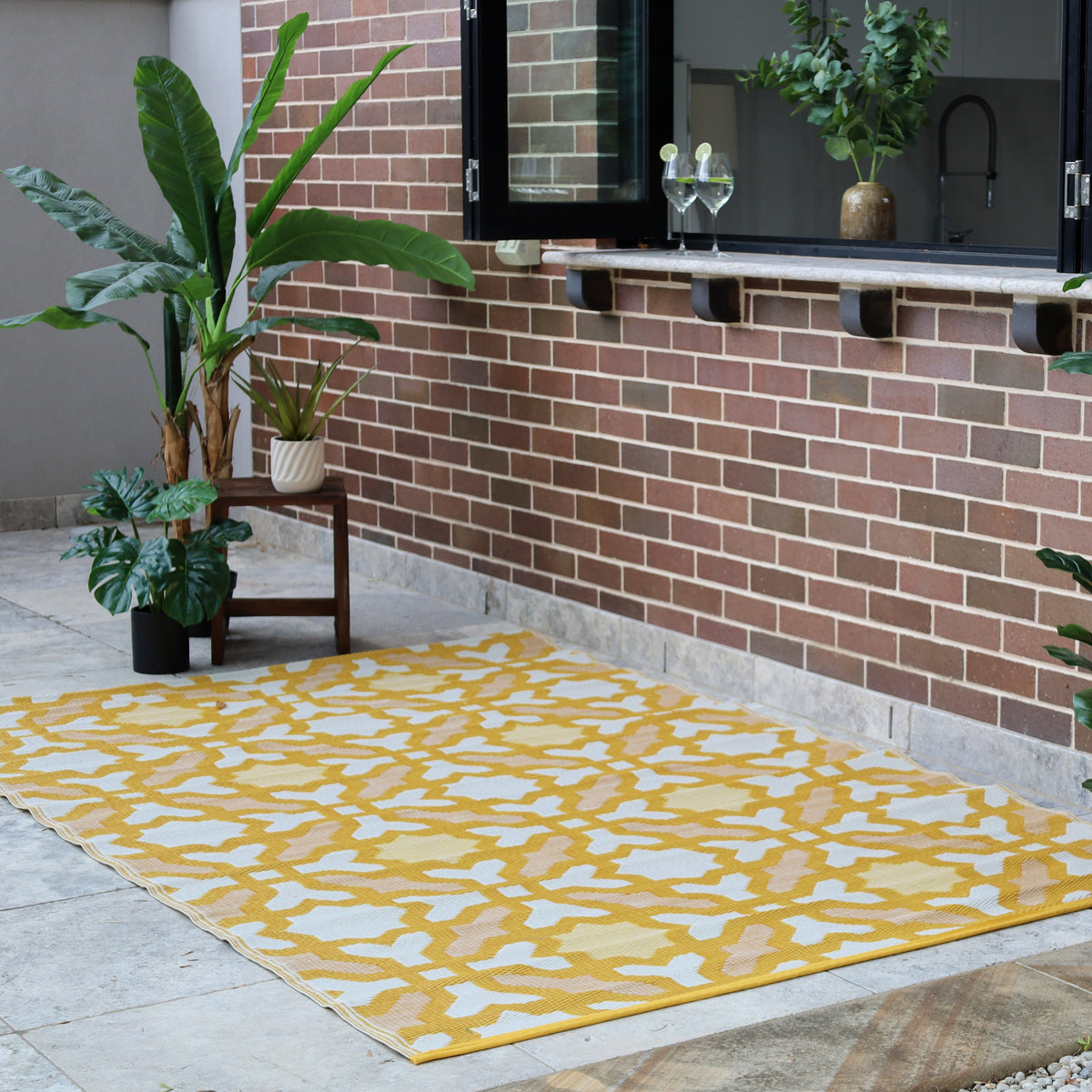 Seville Yellow Recycled Plastic Large Outdoor Rug