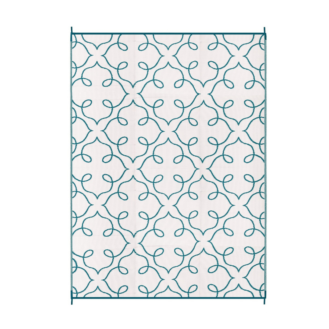 Syracuse Sea Green Floral Pattern Foldable Waterproof Sand Mat for Camping - 270x360 CM