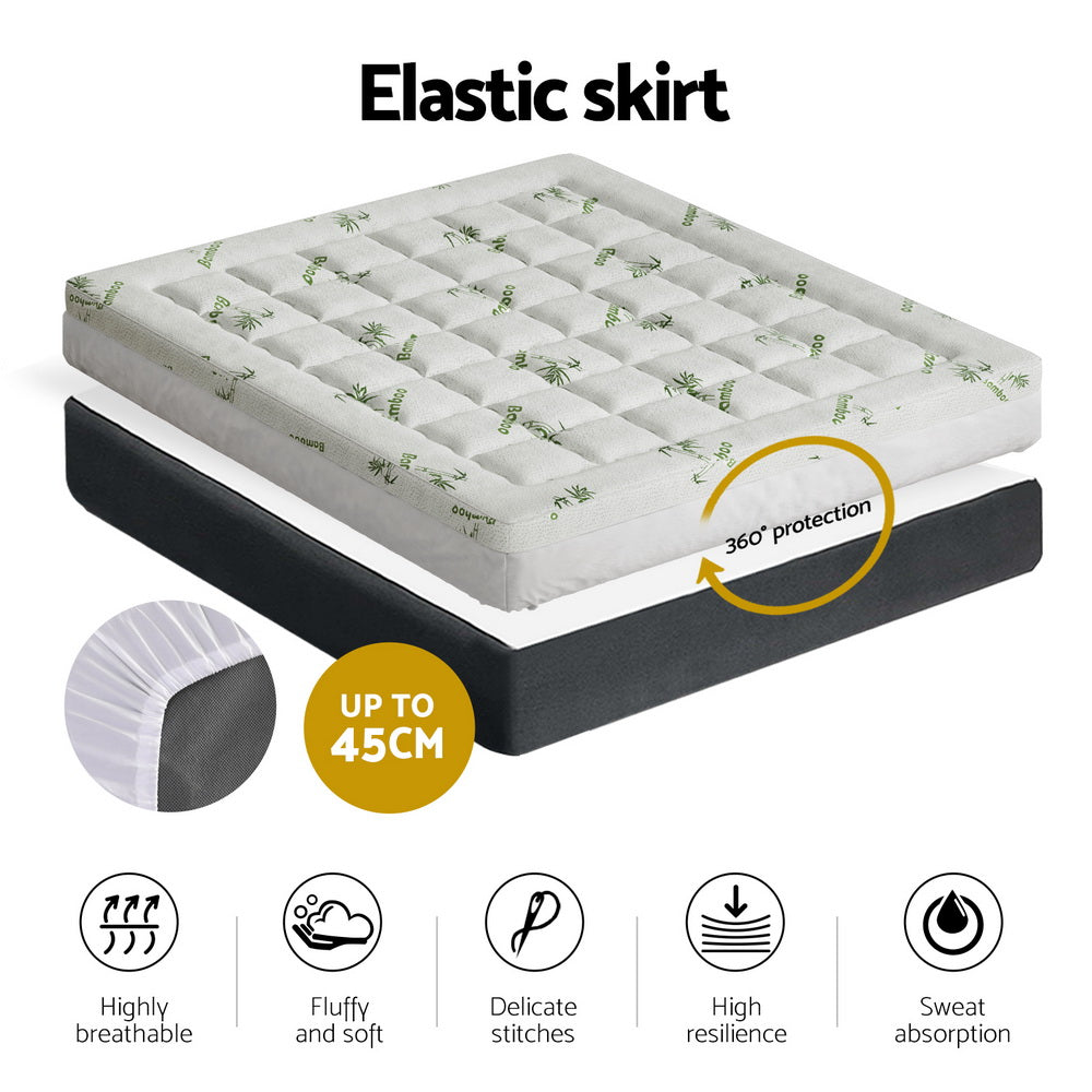 Giselle Bedding Mattress Topper Pillowtop Bamboo 7.5cm King