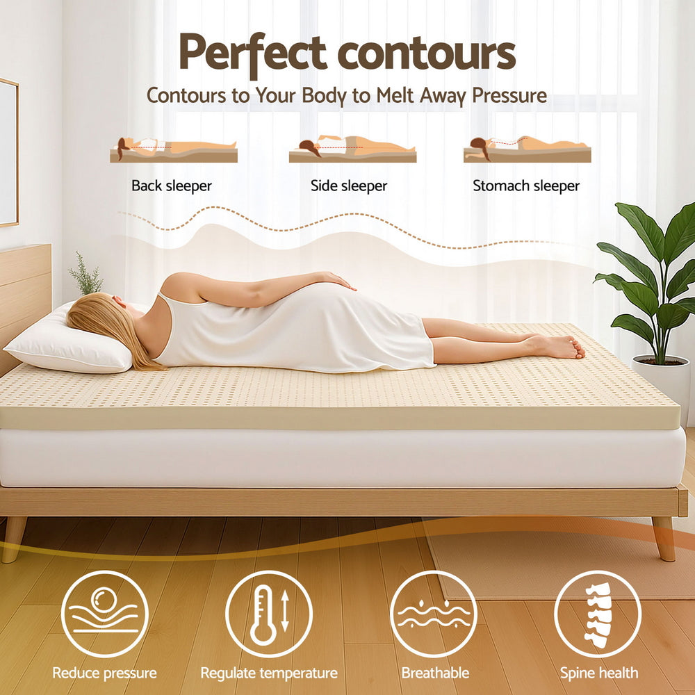 Giselle Bedding Latex Mattress Topper 7.5cm King Single