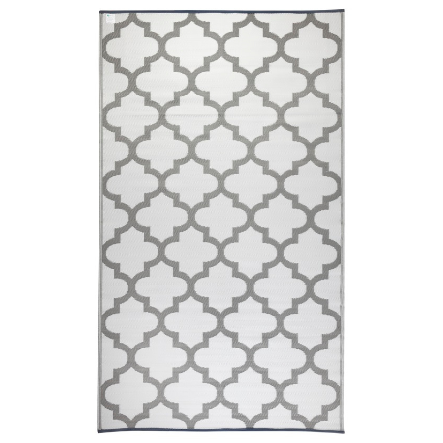 Tangier Grey and White Trellis Recycled Plastic Large Rug