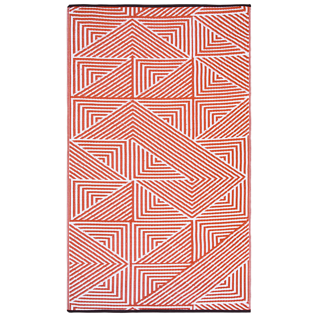 Tokyo Burnt Orange and White Large Outdoor Rug