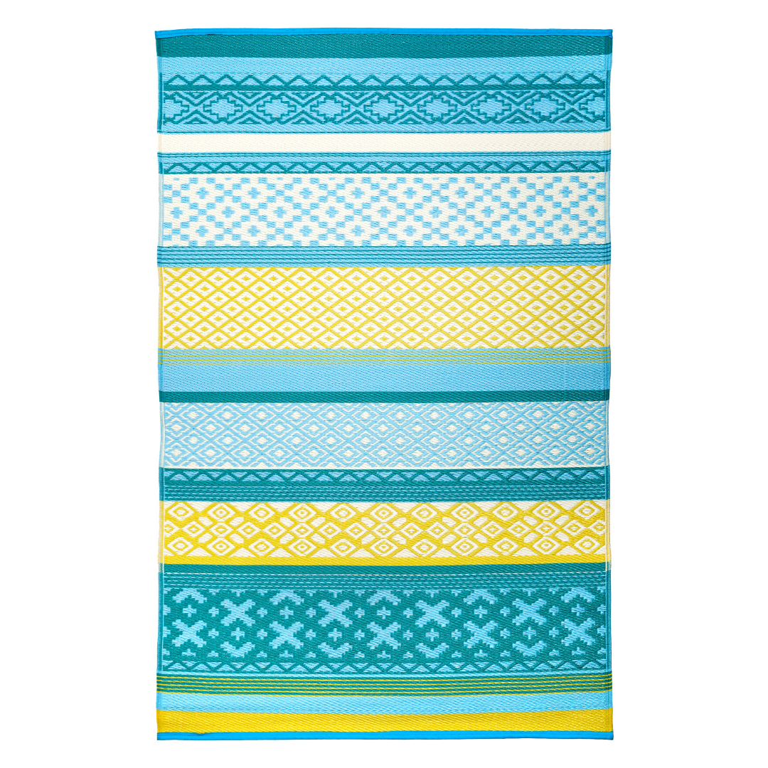 Tromso Multicoloured Blue Scandinavian Recycled Plastic Outdoor Rug
