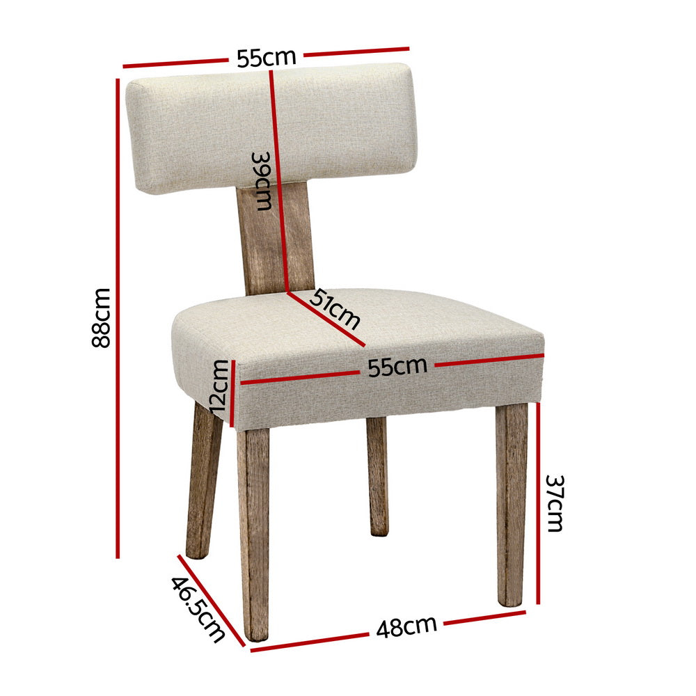 Artiss Dining Chairs Set of 4 Linen Fabric Wooden Beige