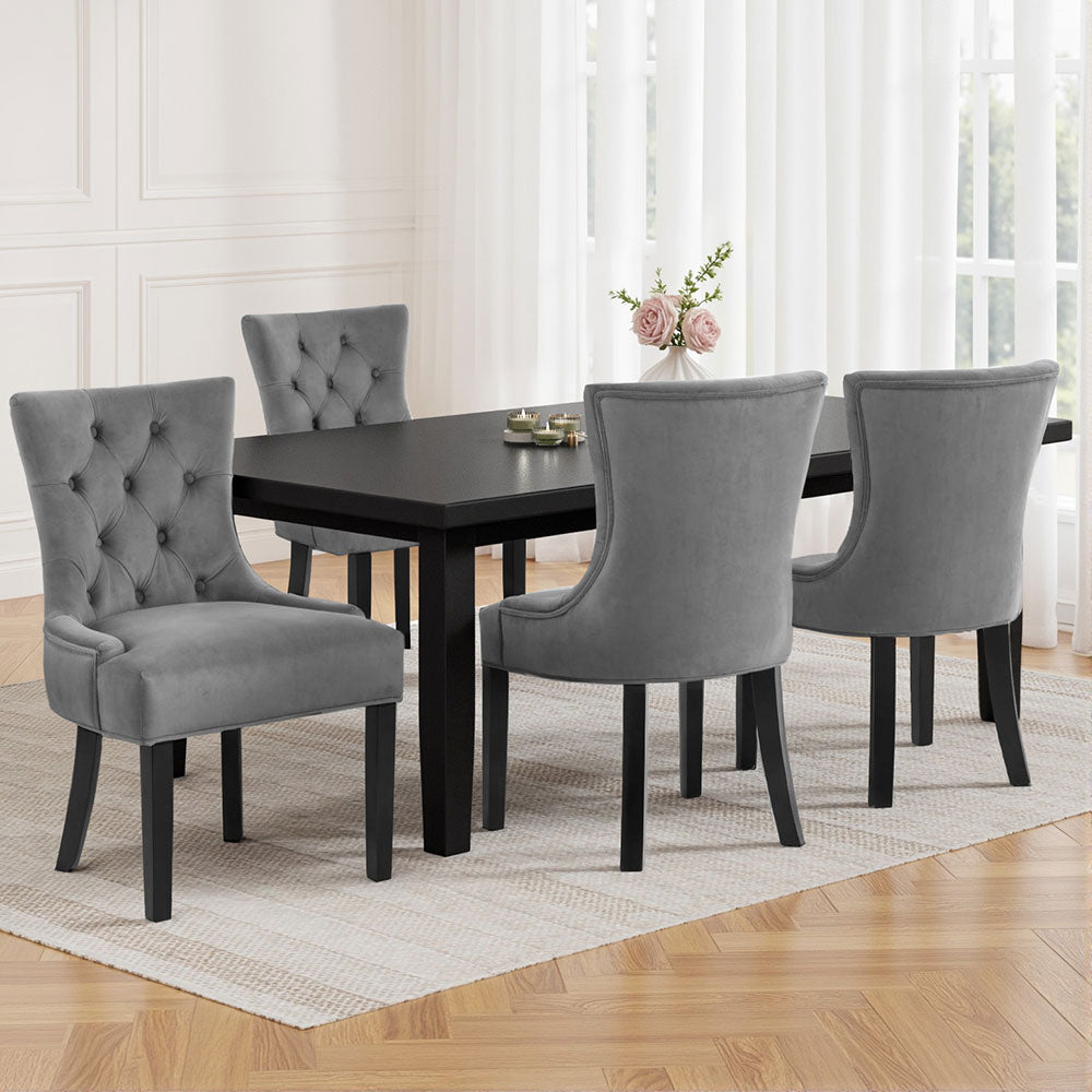 Artiss Dining Chairs Set of 4 Velvet French Provincial Grey