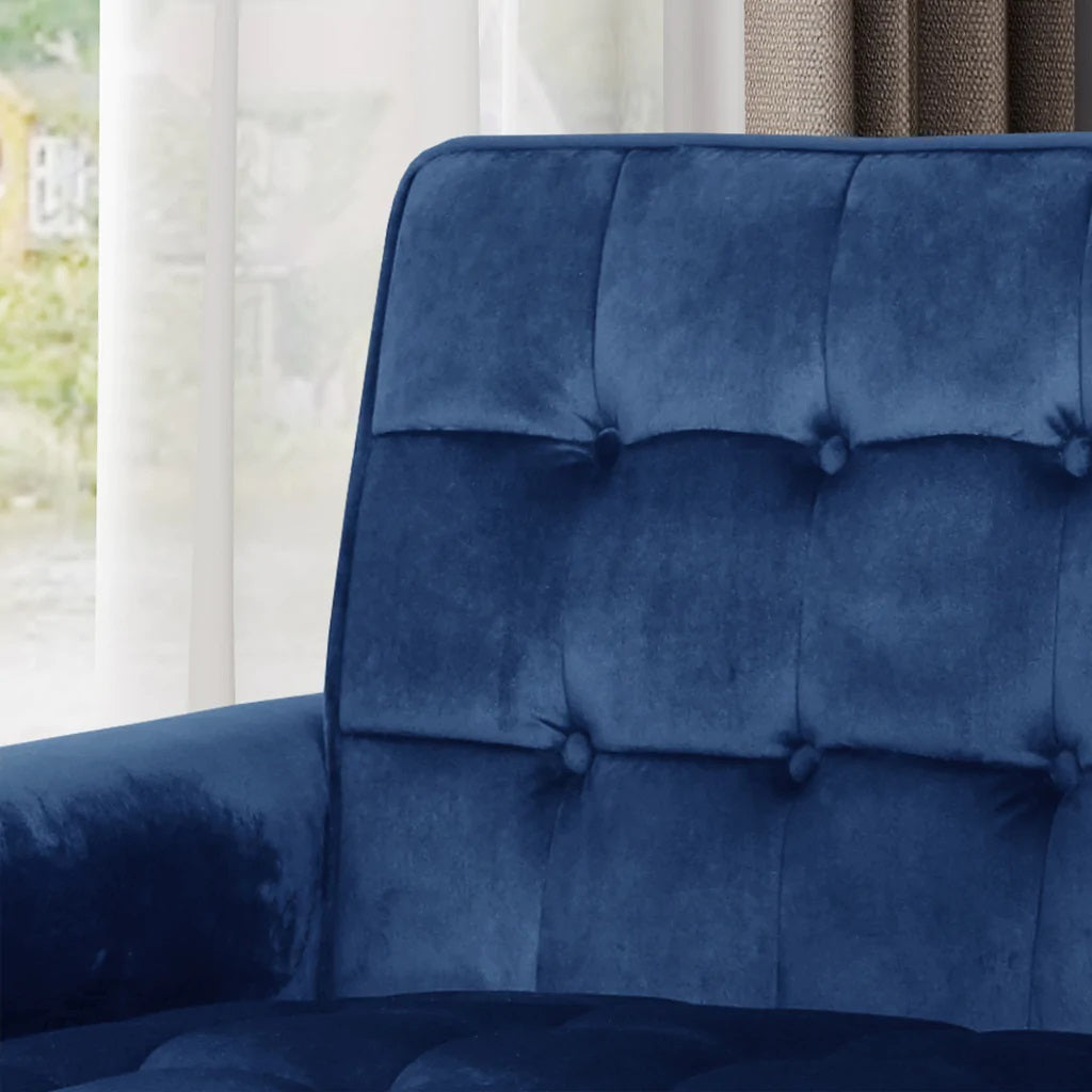 Lewisham Navy Blue Tufted Velvet Armchair