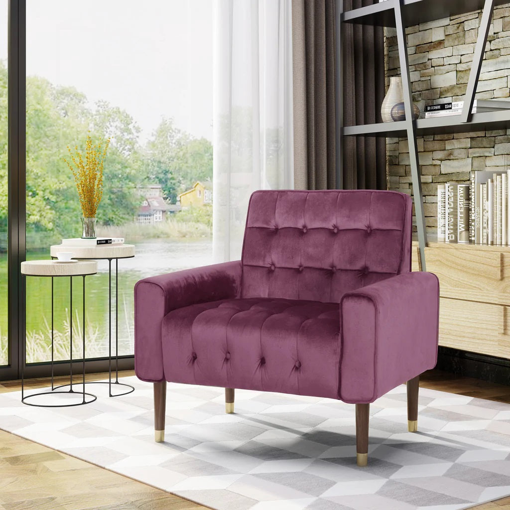 Lewisham Raisin Tufted Velvet Armchair