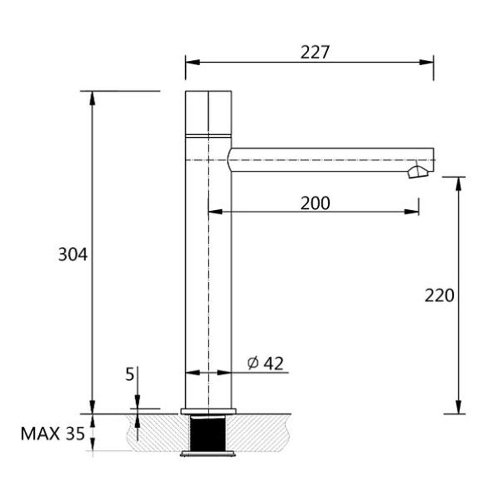 WELS 6L/min Tall Basin Mixer Vanity Sink Bubble Faucet Tap Laundry Chrome Round
