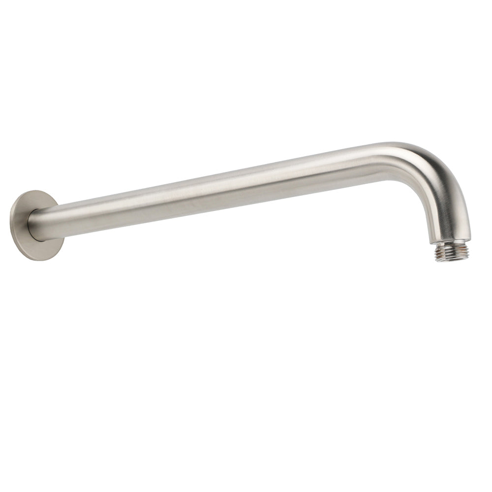 WELS Brushed Nickel Round 12" Rain Shower Head Straight Wall Mount Arm Mixer Set