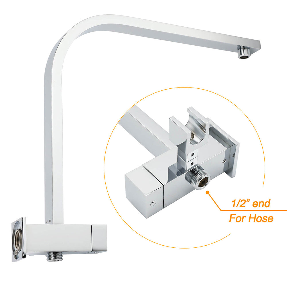 WELS Chrome 2in1 10" Square Rain Shower Head Handheld Spray Diverter Wall Arm Taps Set