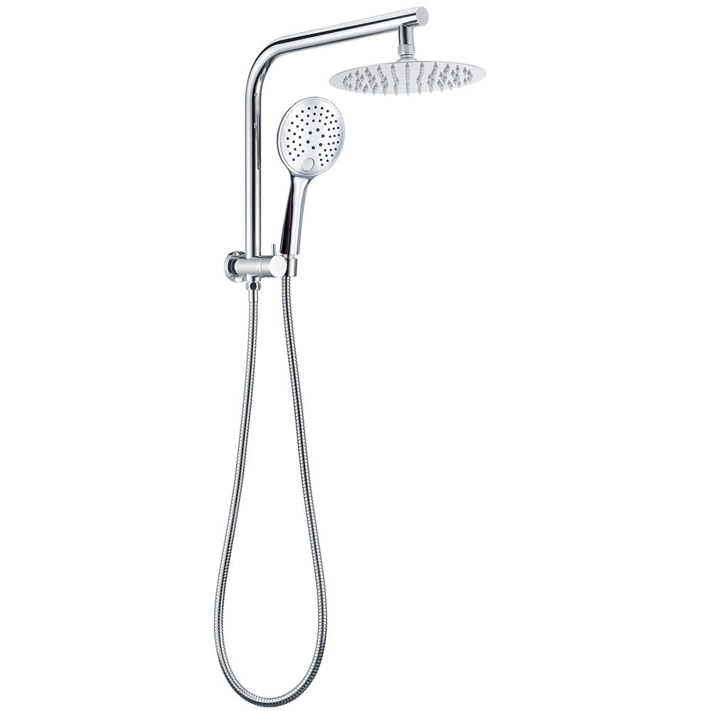 WELS Twin Shower Set 8" Rain Head 3 Modes Handheld Switch Diverter Gooseneck Wall Arm