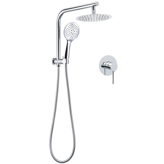 WELS Twin Shower Set 8" Rain Head 3 Modes Handheld Diverter Gooseneck Wall Arm + Mixer