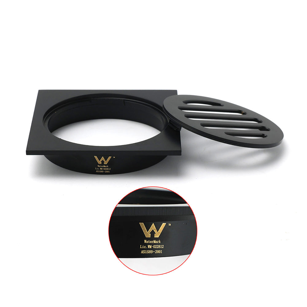 Matt Black Stainless Steel 85x85mm Small Square Shower Grate Floor Drain 72mm Outlet