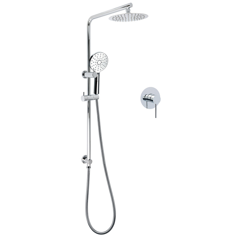 Chrome Round 8" Rainfall Shower Head 3 Modes Handheld Rose Silde Rail Twin Set Mixer