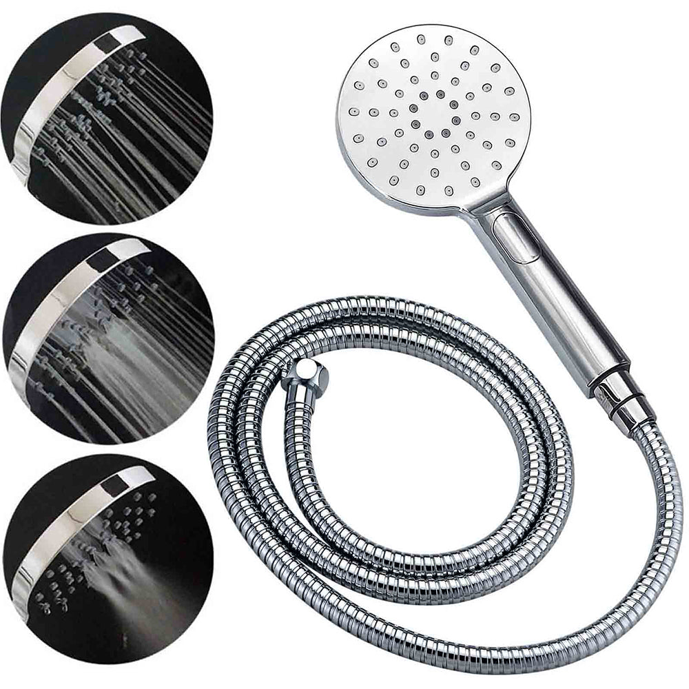 Twin Shower Set 10" Rainfall Head 3 Modes Handheld Rose Silde Rail Chrome Round