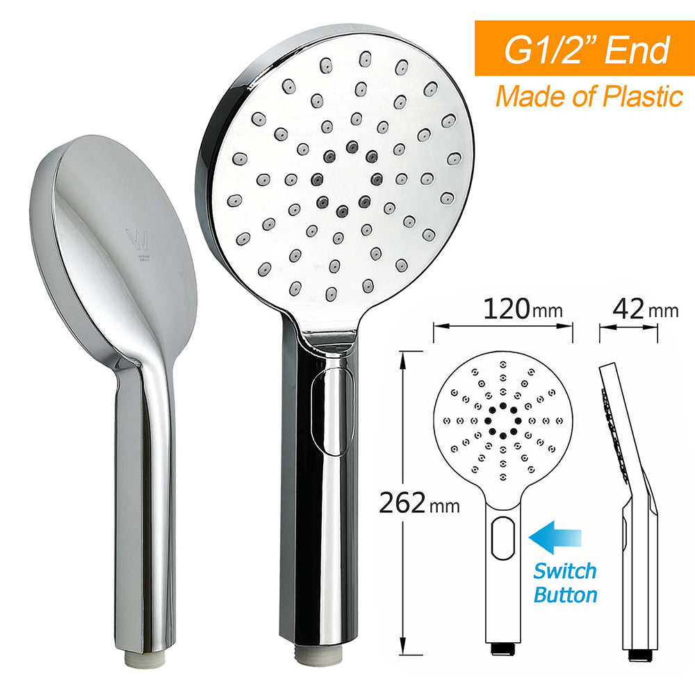 WELS Chrome 9" Rain Shower Head 3 Modes Handheld Rose Slide Rail Set Diverter